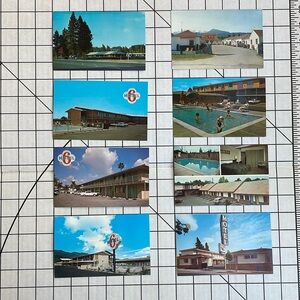 Lot (6) vintage postcards, motels PNW, Motel 6, All-View, Flagstone Motel